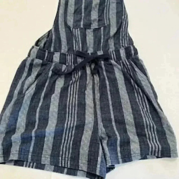 No Boundries Blue Striped Knit Shortalls Overalls Girls Size XS (1) - Picture 2 of 10